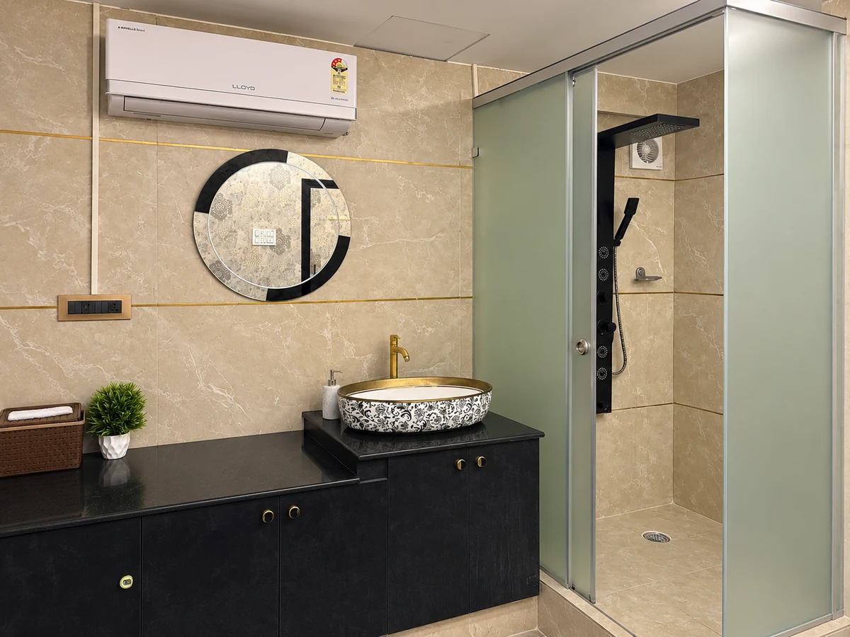 Shower and basin
